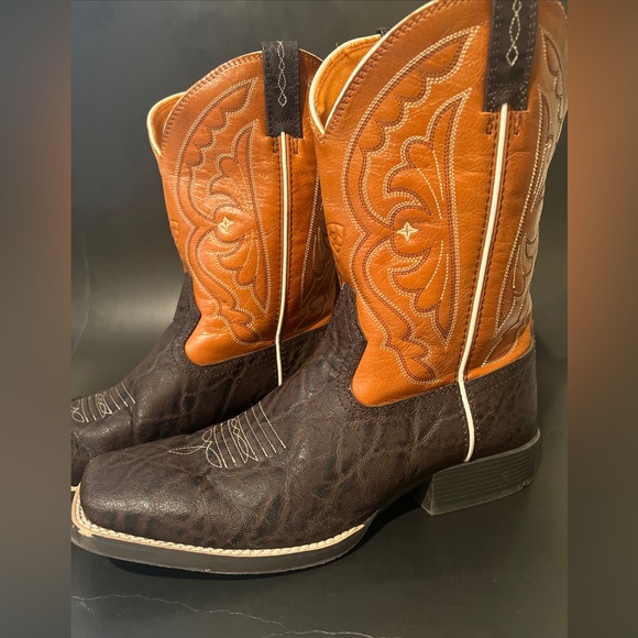 Ariat Leather Quickdraw Square Toe Western Cowboy Boots Brown Size 6 - Picture 2 of 13